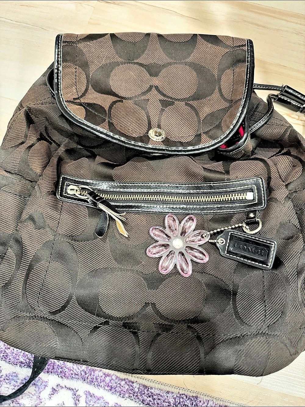 Coach Signature Brown & Black Backpack